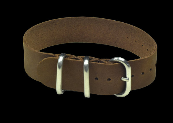 18mm Brown Calf Leather Zulu Military Watch Strap