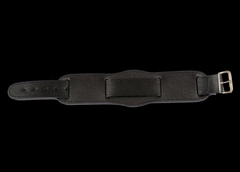 Black 1950s Pattern 20mm Leather Military Watch Strap