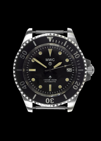 MWC 24 Jewel 1982 Pattern 300m Automatic Military Divers Watch with Sapphire Crystal (Date Version)l on a NATO Webbing Strap