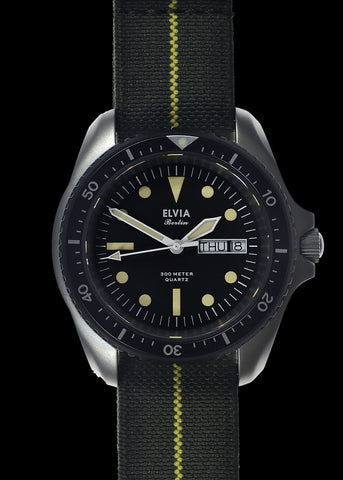 ELVIA Day/Date Military Divers Watch with Sapphire Crystal and Quartz Movement